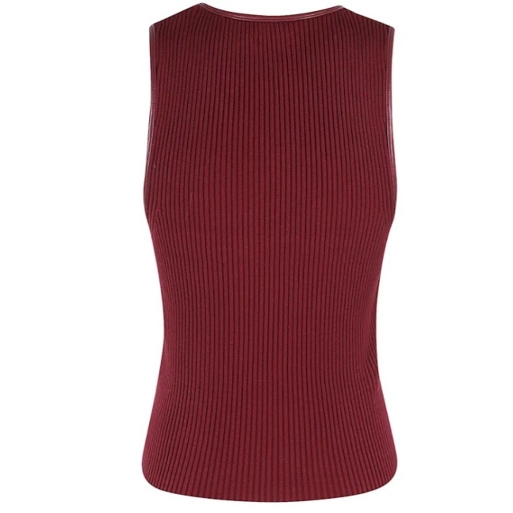 Simkhai Cobain Tank Oxblood Red NWOT Ribbed with Faux Leather Trim - Picture 16 of 16